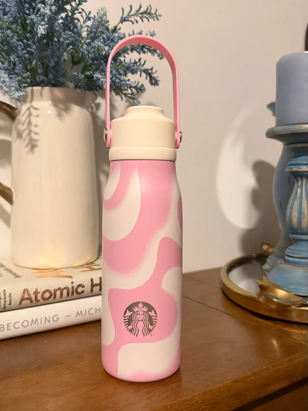Starbucks 2026 Pink Drink Swirl Stainless Steel Water Bottle With Handle 18oz
